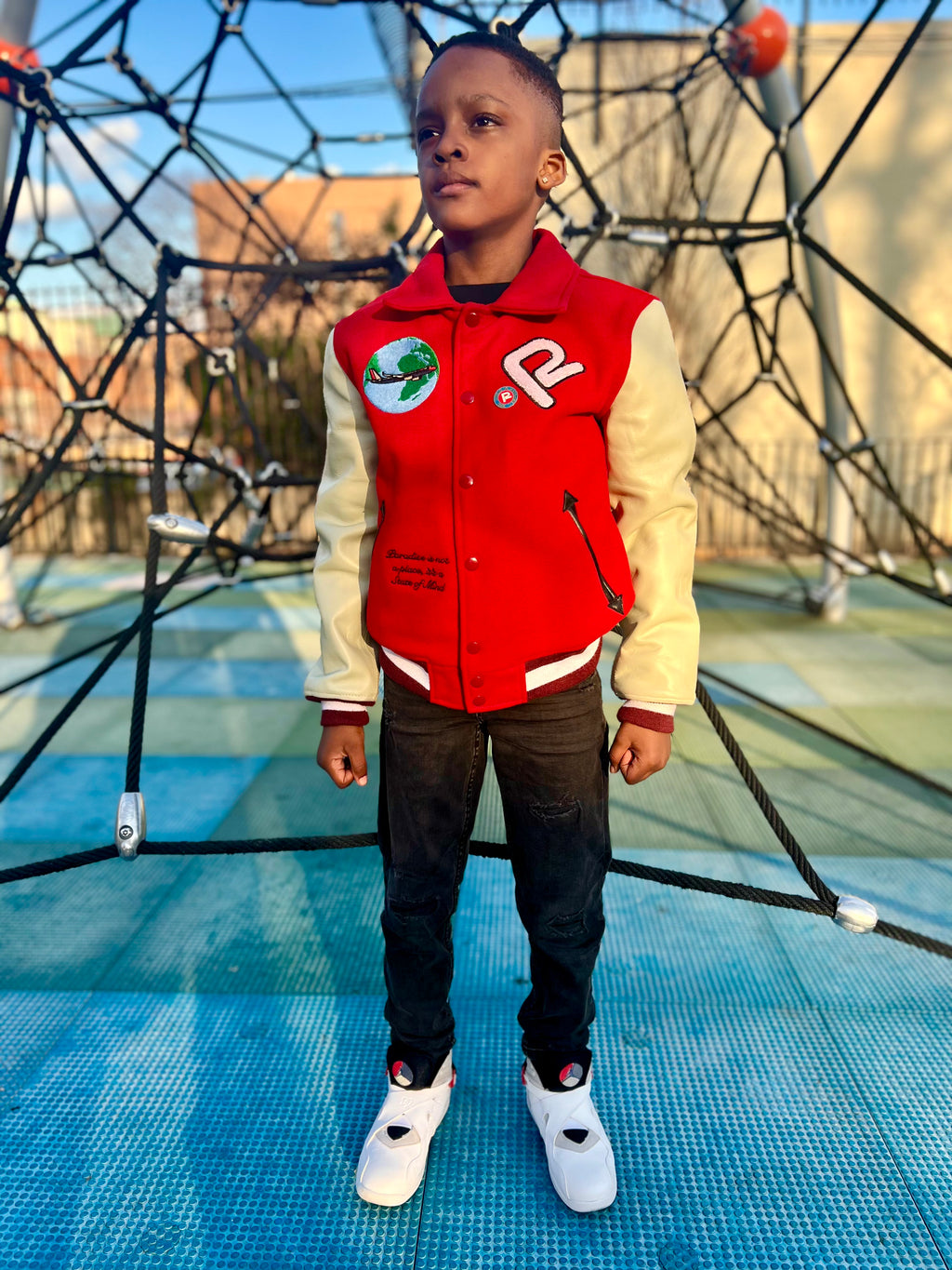 Kids destination varsity jacket